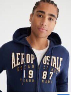🧡3/15 Aeropostale 1987 Heritage Full Zip Hoodie Navy Men's S